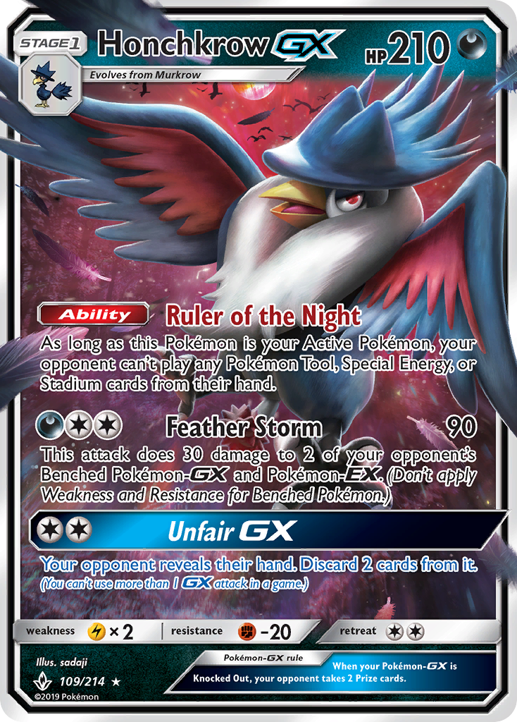 Honchkrow GX (109/214) [Sun & Moon: Unbroken Bonds] | North Game Den