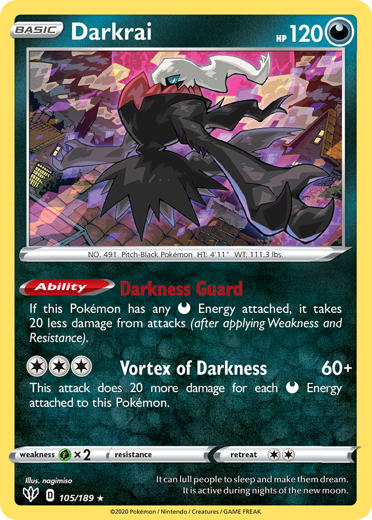 Darkrai (105/189) (Cosmos Holo) [Sword & Shield: Darkness Ablaze] | North Game Den