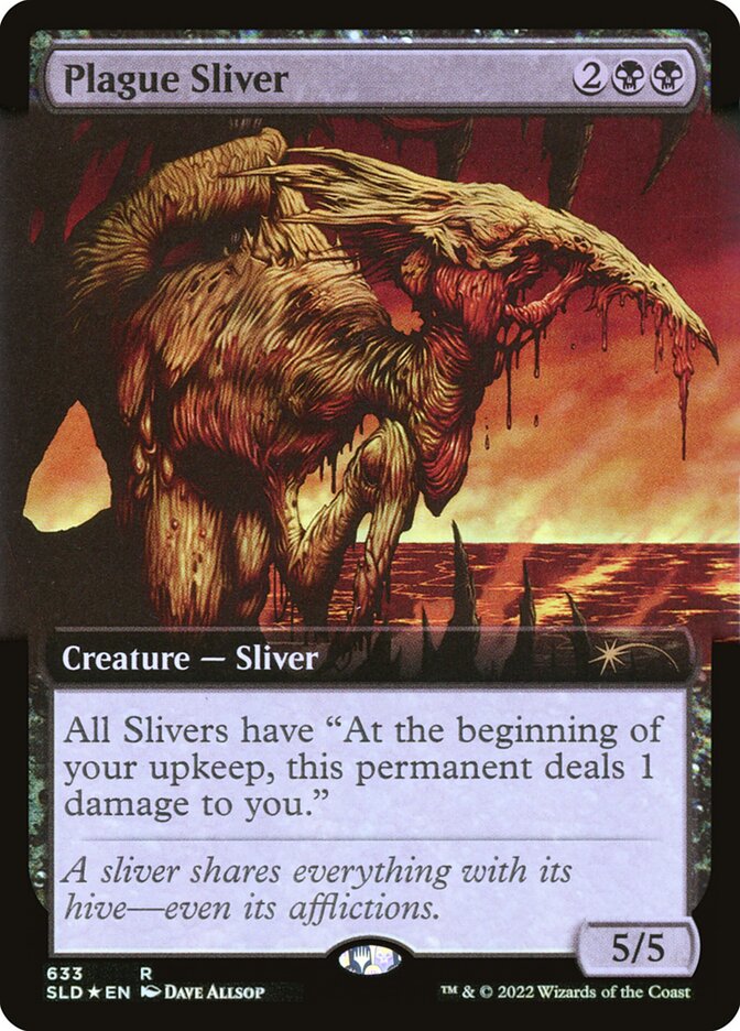 Plague Sliver (Extended Art) (Step-and-Compleat Foil) [Secret Lair Drop Promos] | North Game Den