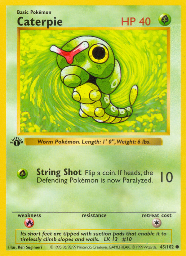 Caterpie (45/102) (Shadowless) [Base Set 1st Edition] | North Game Den