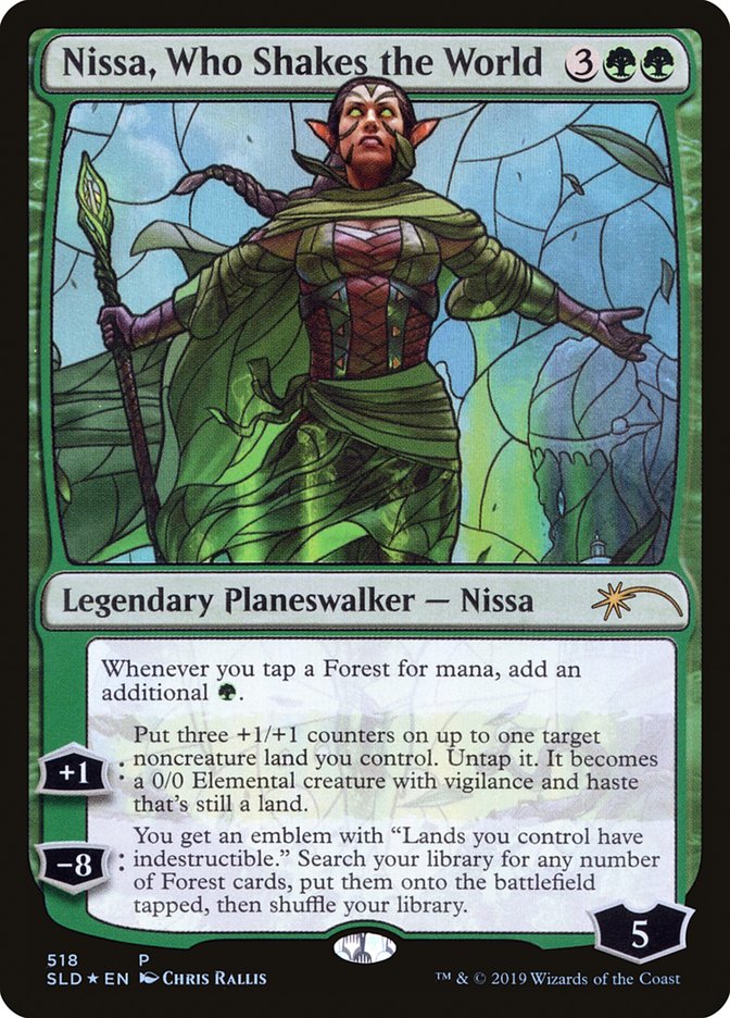 Nissa, Who Shakes the World (Stained Glass) [Secret Lair Drop Promos] | North Game Den