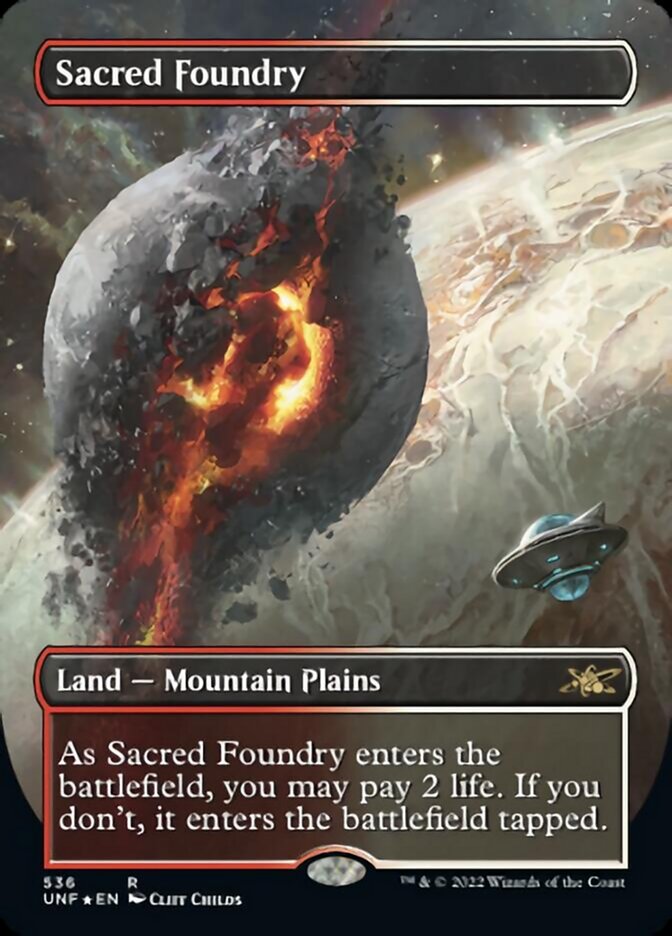 Sacred Foundry (Borderless) (Galaxy Foil) [Unfinity] | North Game Den