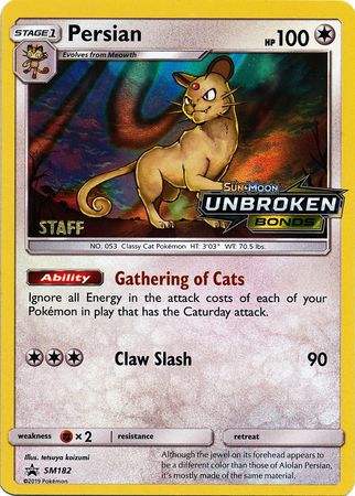 Persian (SM182) (Staff Prerelease Promo) [Sun & Moon: Black Star Promos] | North Game Den