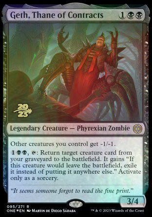 Geth, Thane of Contracts [Phyrexia: All Will Be One Prerelease Promos] | North Game Den