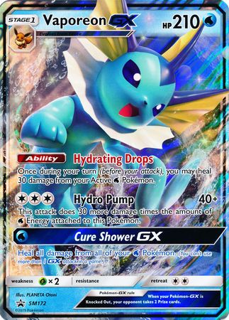 Vaporeon GX (SM172) (Jumbo Card) [Sun & Moon: Black Star Promos] | North Game Den