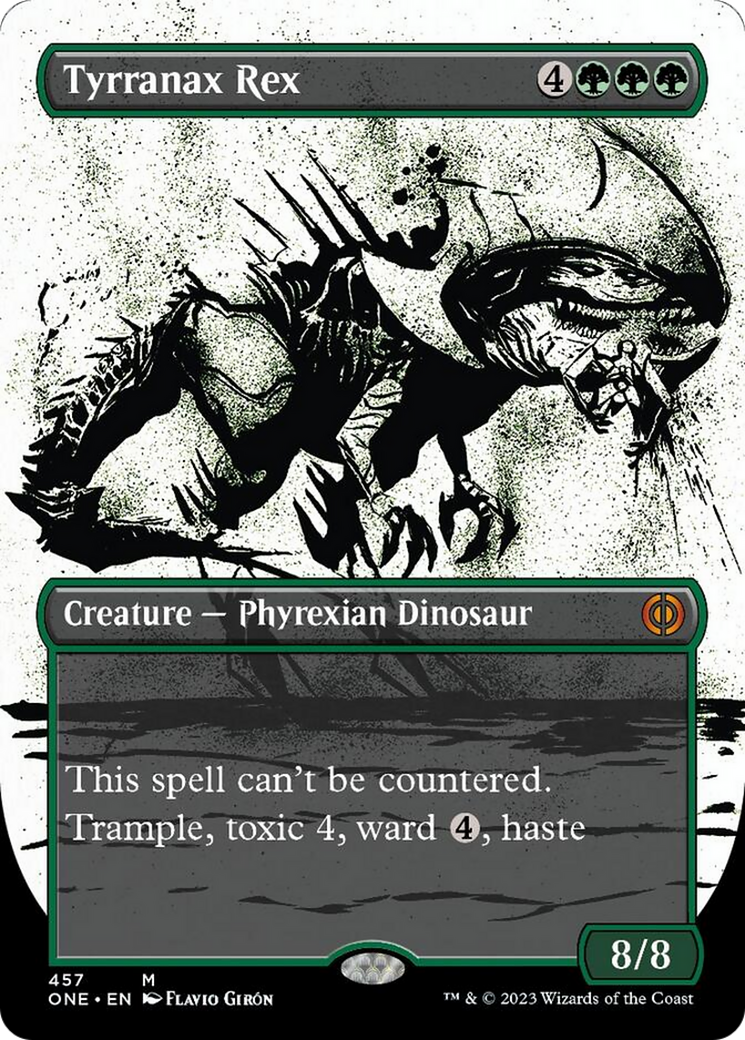 Tyrranax Rex (Borderless Ichor Step-and-Compleat Foil) [Phyrexia: All Will Be One] | North Game Den