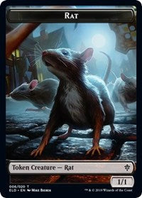 Rat // Food (15) Double-sided Token [Throne of Eldraine Tokens] | North Game Den
