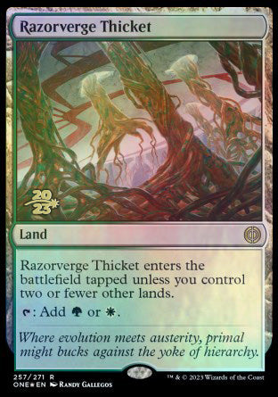 Razorverge Thicket [Phyrexia: All Will Be One Prerelease Promos] | North Game Den