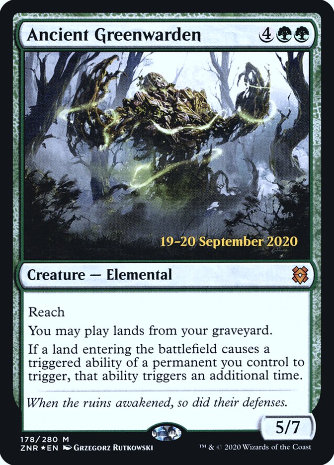 Ancient Greenwarden  [Zendikar Rising Prerelease Promos] | North Game Den