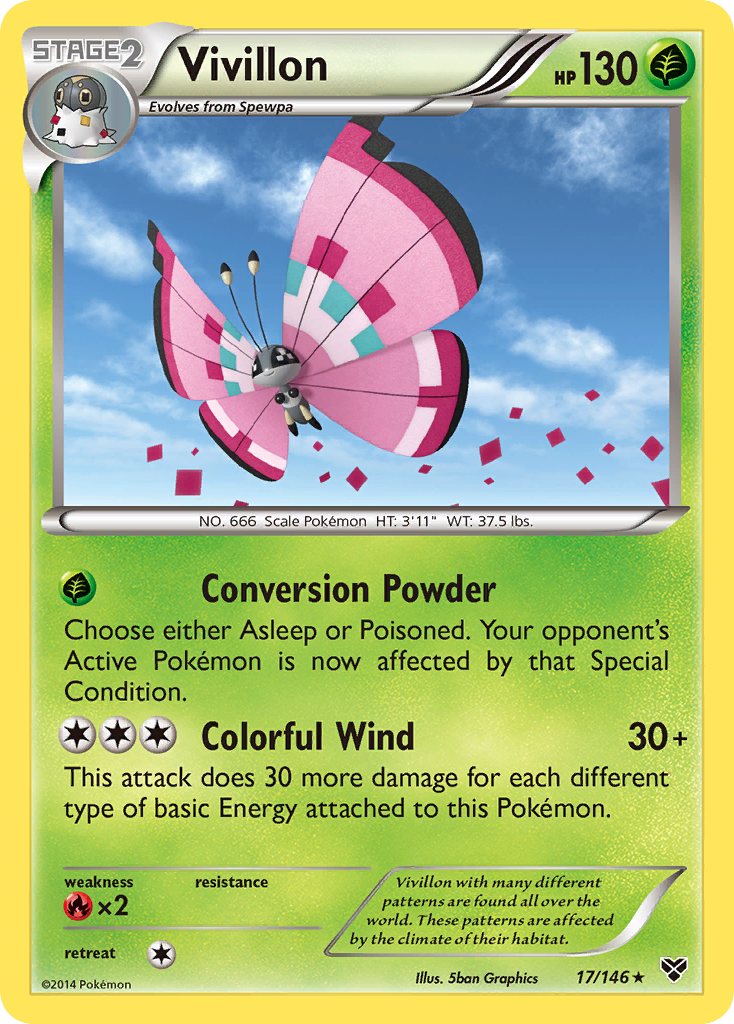 Vivillon (17/146) (Meadow Form/Pink Wings) [XY: Base Set] | North Game Den