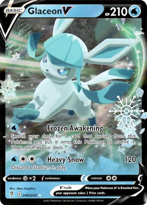 Glaceon V (040/203) (Holiday Calendar) [Sword & Shield: Evolving Skies] | North Game Den