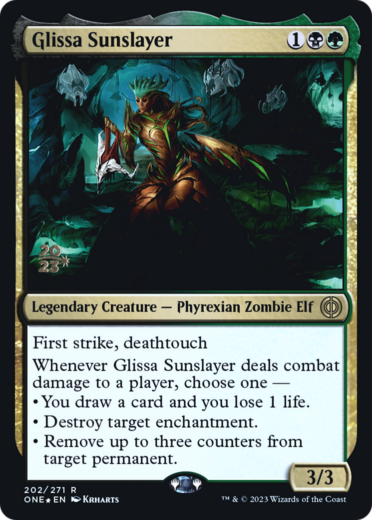 Glissa Sunslayer [Phyrexia: All Will Be One Prerelease Promos] | North Game Den