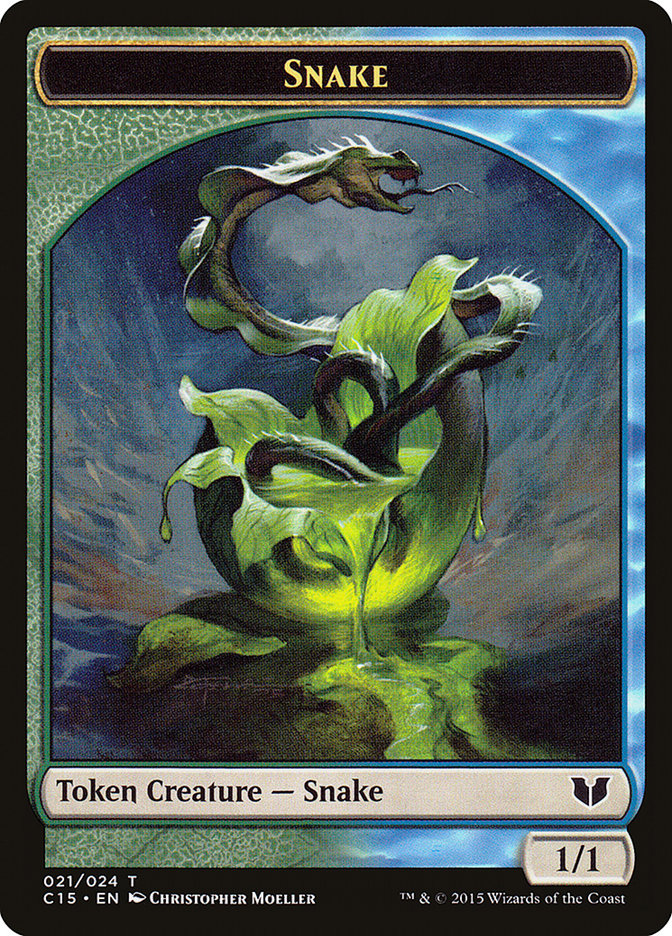 Snake (021) // Saproling Double-Sided Token [Commander 2015 Tokens] | North Game Den