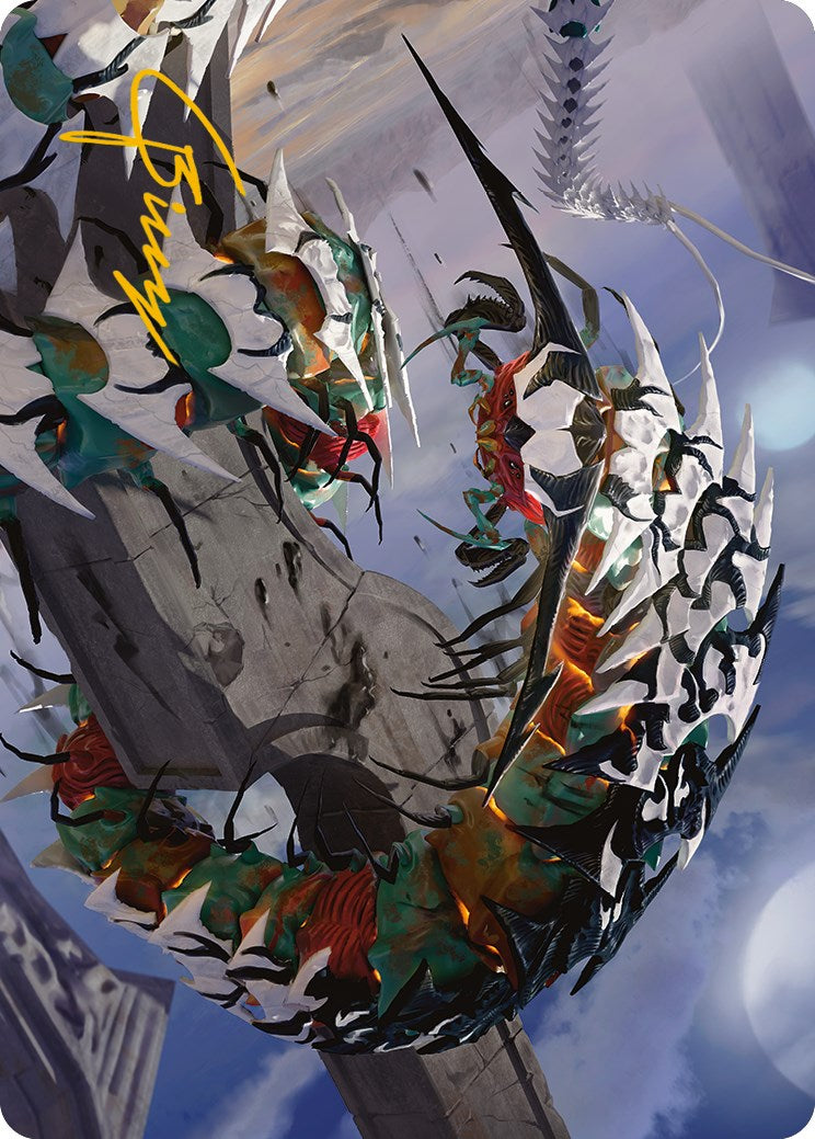 Atraxa's Skitterfang Art Card (Gold-Stamped Signature) [Phyrexia: All Will Be One Art Series] | North Game Den