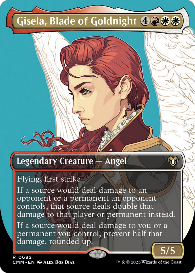 Gisela, Blade of Goldnight (Borderless Profile) [Commander Masters] | North Game Den