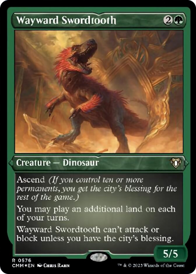 Wayward Swordtooth (Foil Etched) [Commander Masters] | North Game Den