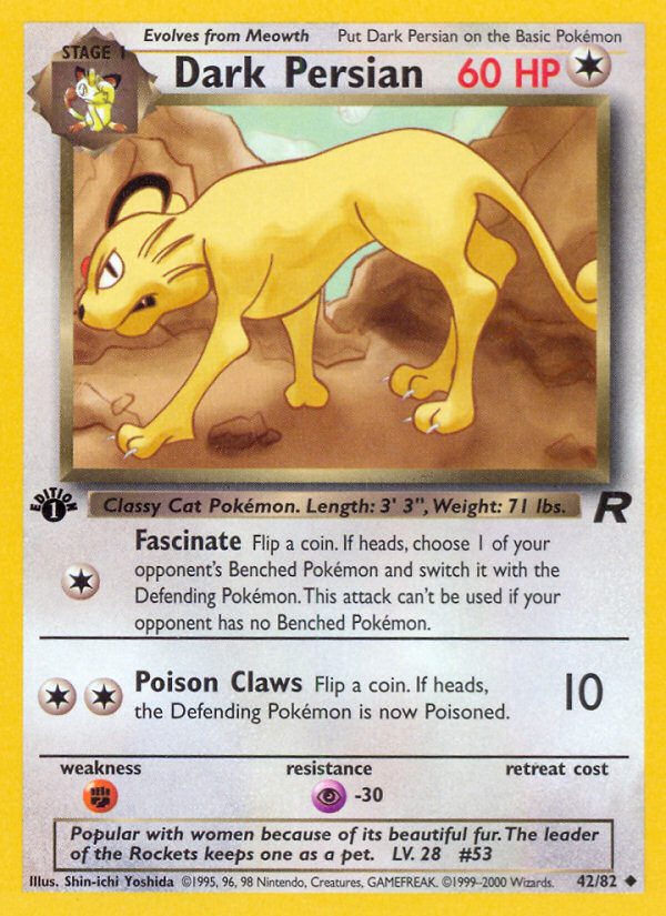 Dark Persian (42/82) [Team Rocket 1st Edition] | North Game Den