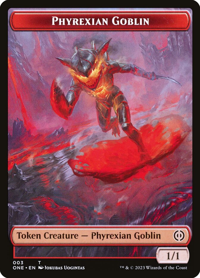 Phyrexian Goblin // The Hollow Sentinel Double-Sided Token [Phyrexia: All Will Be One Tokens] | North Game Den