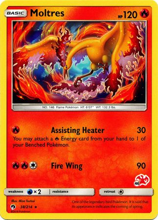 Moltres (38/214) (Charizard Stamp #46) [Battle Academy 2020] | North Game Den