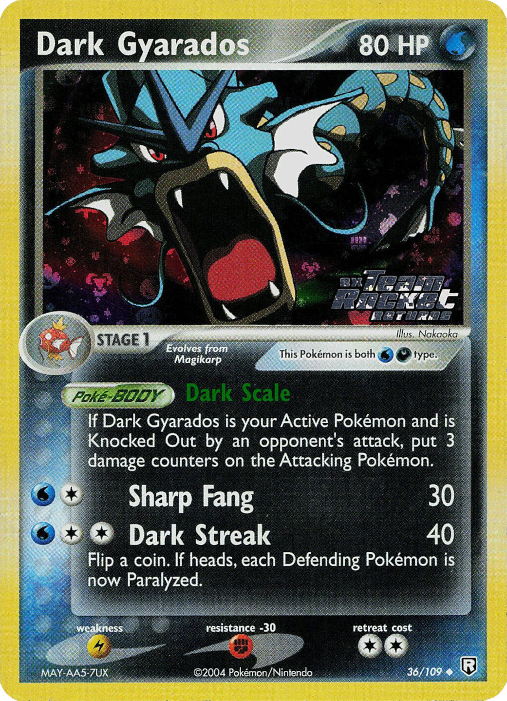 Dark Gyarados (36/109) (Stamped) [EX: Team Rocket Returns] | North Game Den