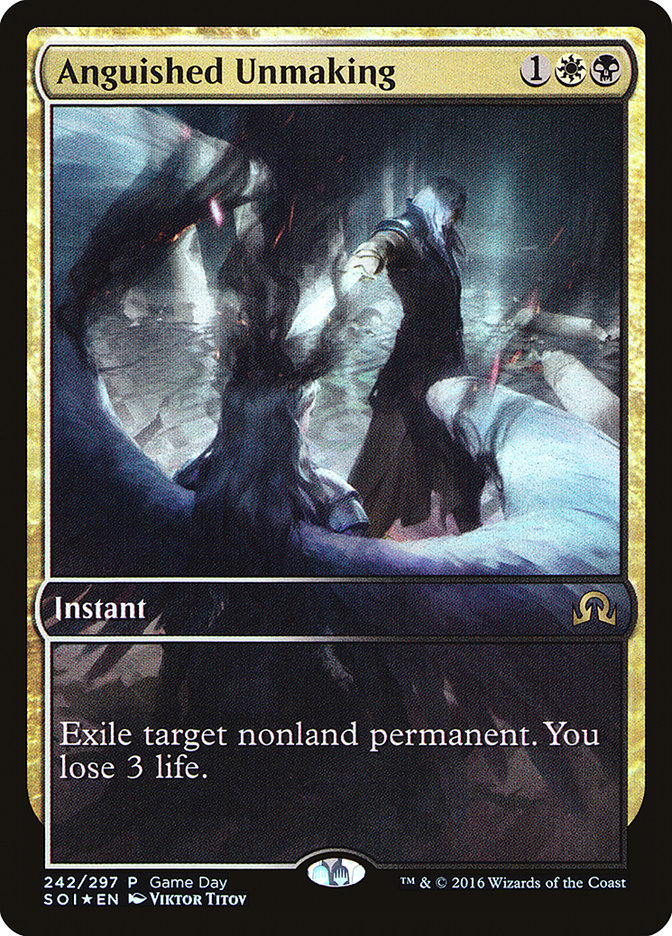 Anguished Unmaking (Game Day) (Extended Art) [Shadows over Innistrad Promos] | North Game Den