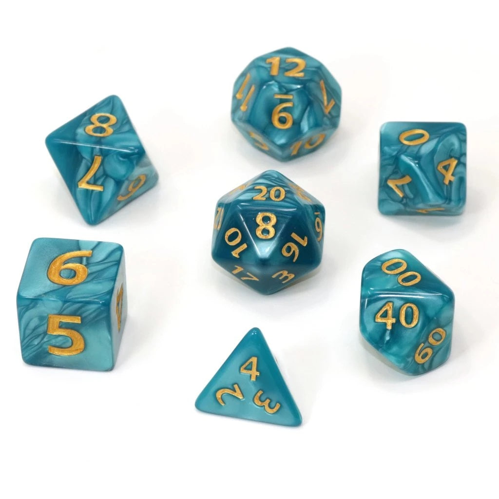 Die Hard: Teal Swirl with Gold Mega Dice | North Game Den