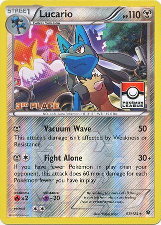 Lucario (63/124) (League Promo 3rd Place) [XY: Fates Collide] | North Game Den