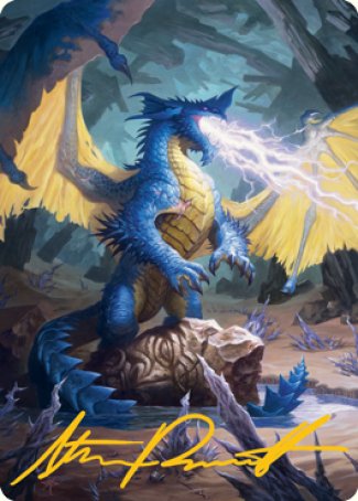 Blue Dragon Art Card (Gold-Stamped Signature) [Dungeons & Dragons: Adventures in the Forgotten Realms Art Series] | North Game Den