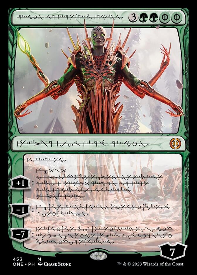 Nissa, Ascended Animist (Phyrexian Step-and-Compleat Foil) [Phyrexia: All Will Be One] | North Game Den
