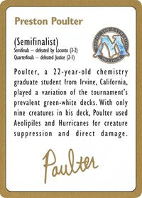 1996 Preston Poulter Biography Card [World Championship Decks] | North Game Den