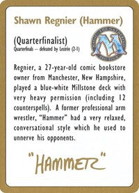1996 Shawn "Hammer" Regnier Biography Card [World Championship Decks] | North Game Den