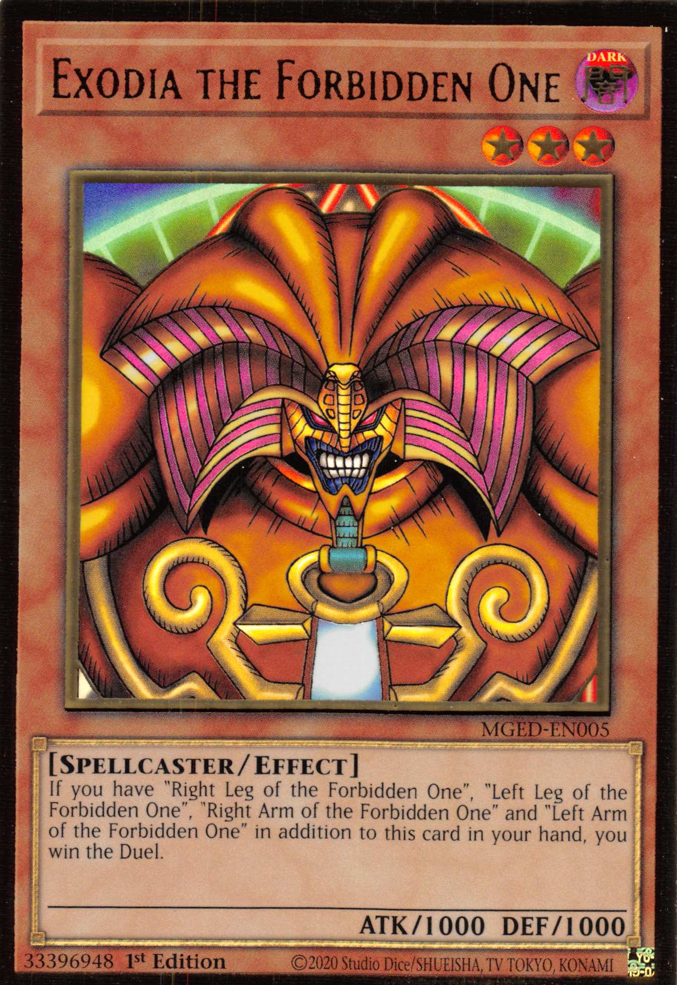 Exodia the Forbidden One [MGED-EN005] Gold Rare | North Game Den