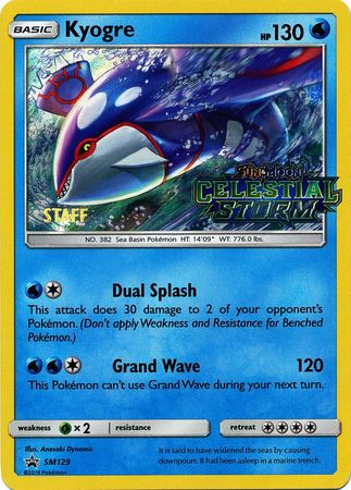Kyogre (SM129) (Staff Prerelease Promo) [Sun & Moon: Black Star Promos] | North Game Den