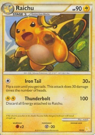 Raichu (19/30) [HeartGold & SoulSilver: Trainer Kit - Raichu] | North Game Den