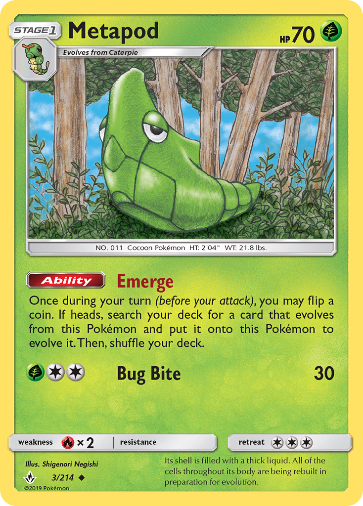 Metapod (3/214) [Sun & Moon: Unbroken Bonds] | North Game Den