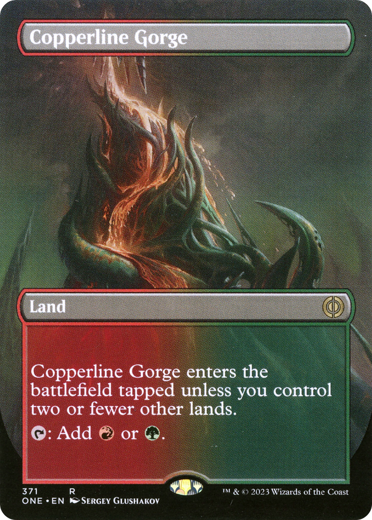 Copperline Gorge (Borderless Alternate Art) [Phyrexia: All Will Be One] | North Game Den