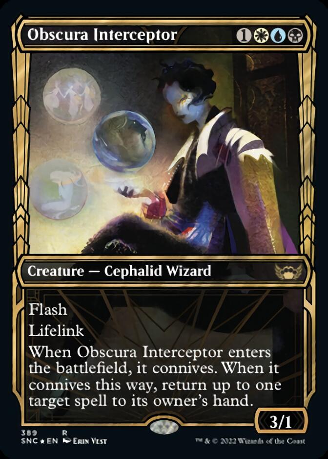 Obscura Interceptor (Showcase Golden Age Gilded Foil) [Streets of New Capenna] | North Game Den
