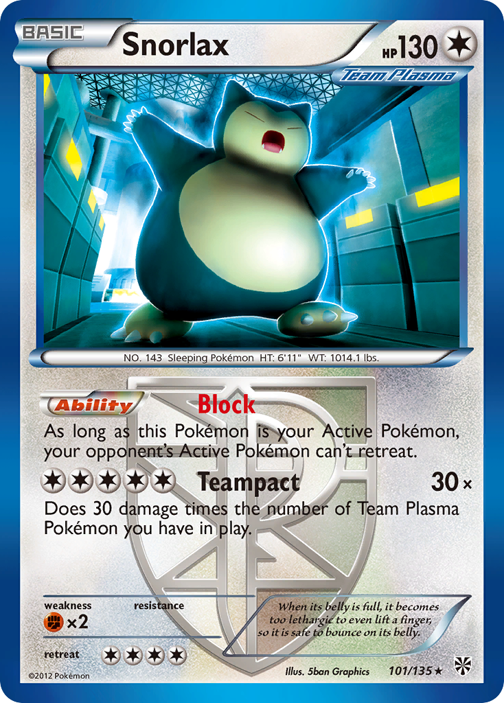 Snorlax (101/135) [Black & White: Plasma Storm] | North Game Den