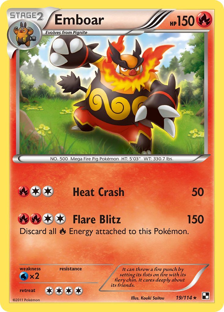 Emboar (19/114) (Cracked Ice Holo) (Theme Deck Exclusive) [Black & White: Base Set] | North Game Den