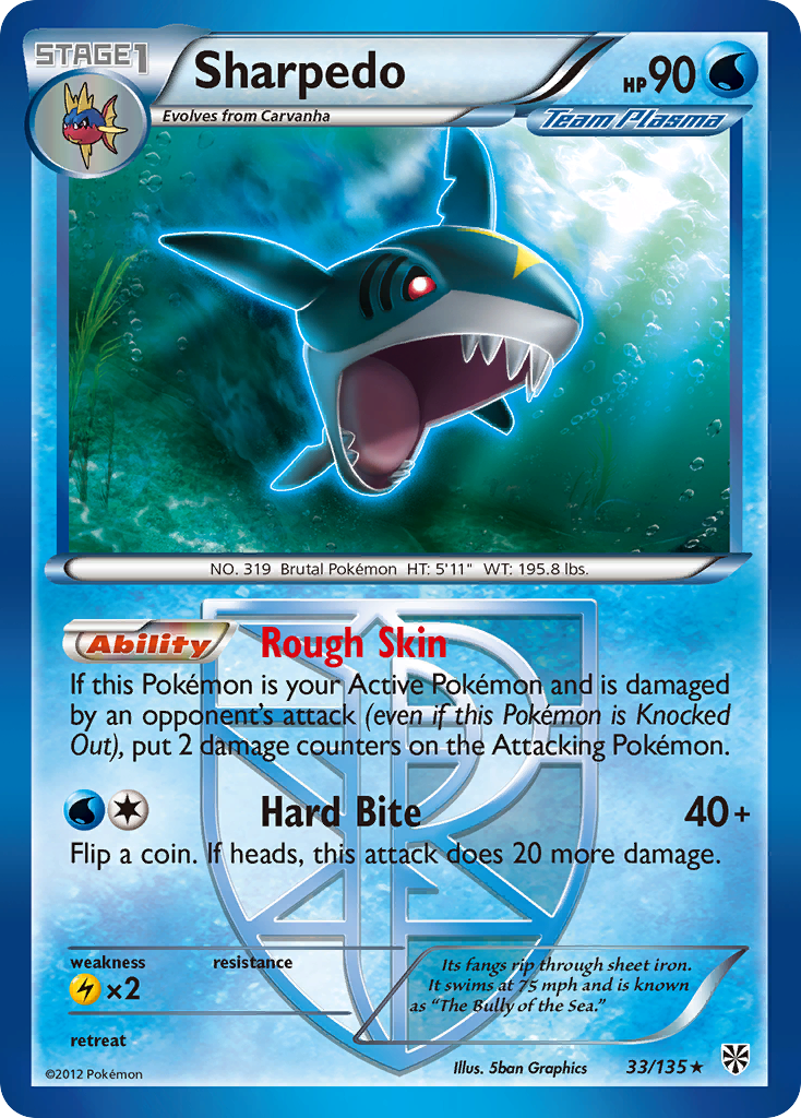 Sharpedo (33/135) [Black & White: Plasma Storm] | North Game Den