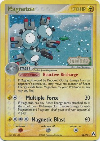 Magneton (22/92) (Stamped) [EX: Legend Maker] | North Game Den