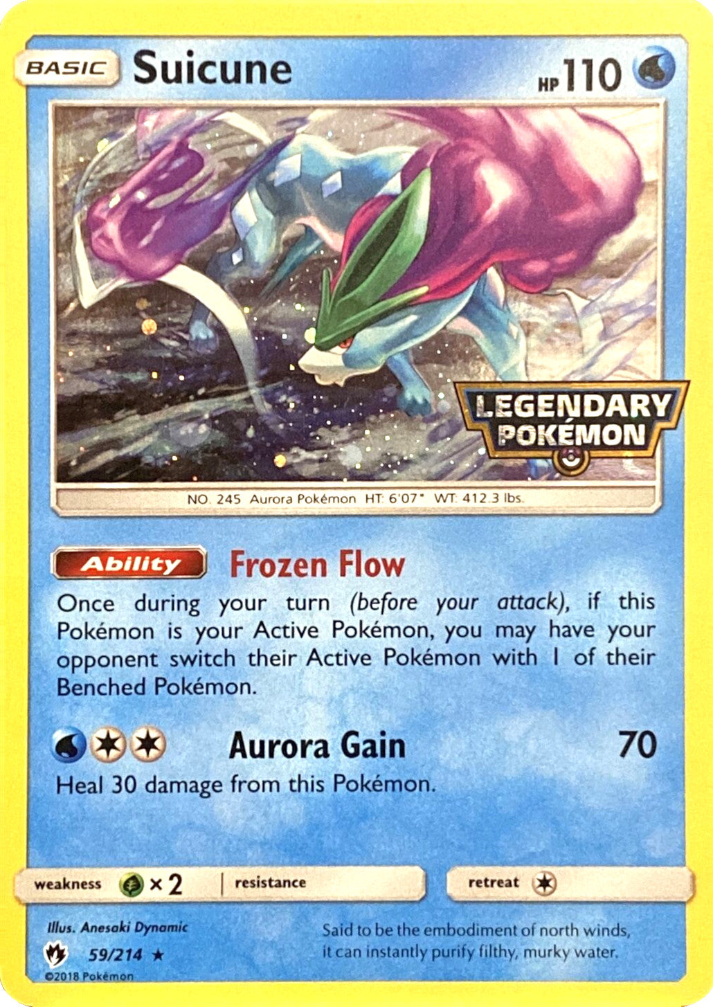 Suicune (59/214) (Legendary Pokemon Stamped) [Sun & Moon: Lost Thunder] | North Game Den