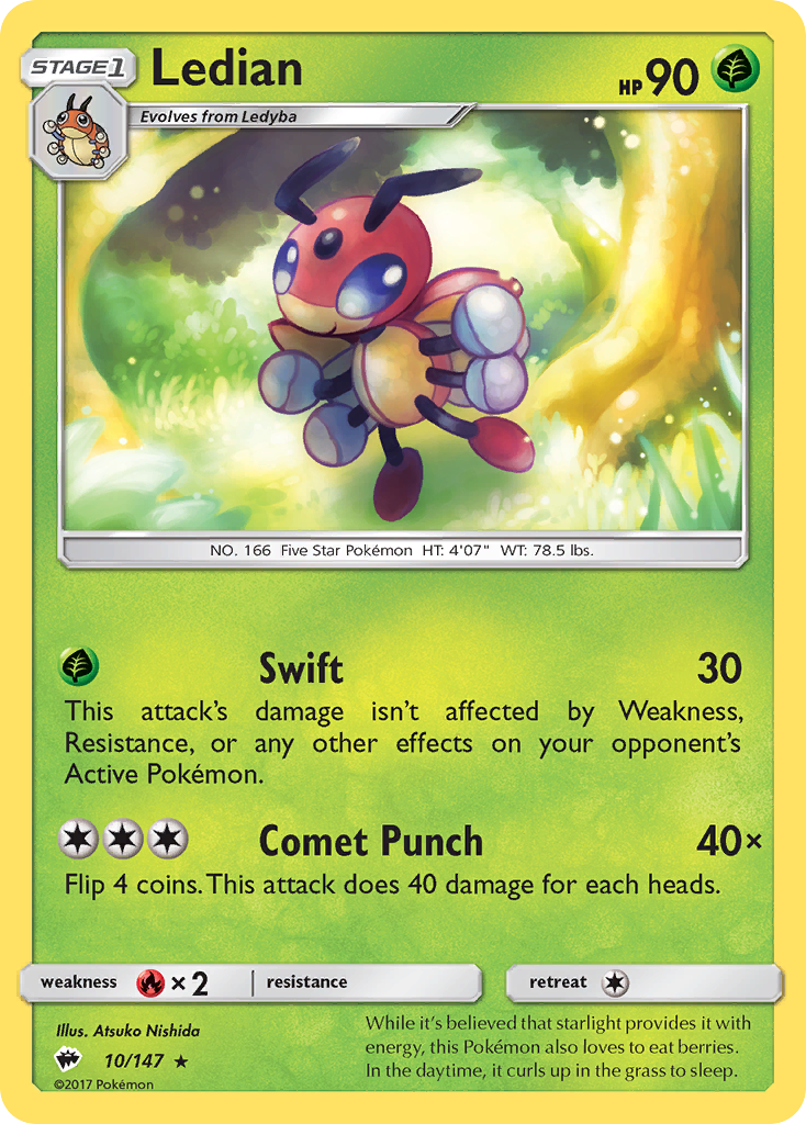 Ledian (10/147) [Sun & Moon: Burning Shadows] | North Game Den