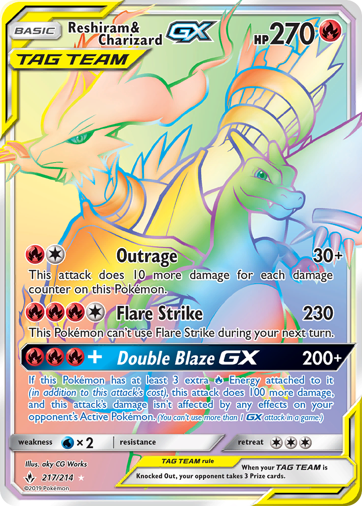 Reshiram & Charizard GX (217/214) [Sun & Moon: Unbroken Bonds] | North Game Den