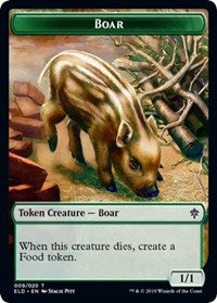 Boar // Food (15) Double-sided Token [Throne of Eldraine Tokens] | North Game Den