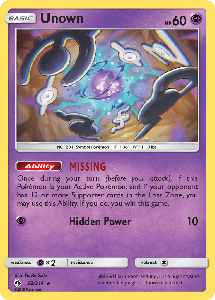 Unown (92/214) [Sun & Moon: Lost Thunder] | North Game Den
