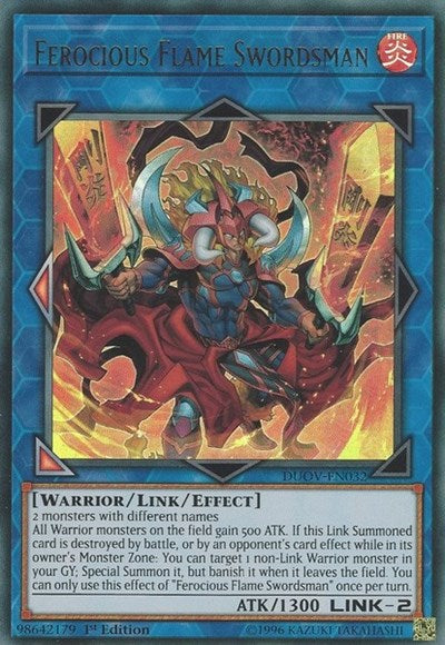 Ferocious Flame Swordsman [DUOV-EN032] Ultra Rare | North Game Den