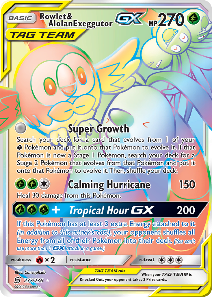 Rowlet & Alolan Exeggutor GX (237/236) [Sun & Moon: Unified Minds] | North Game Den