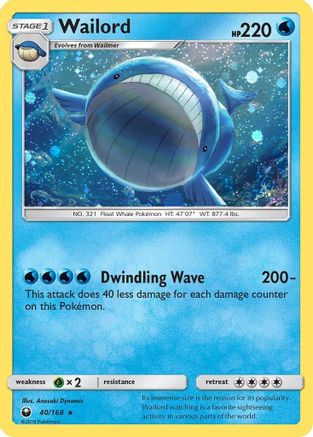 Wailord (40/168) (Cosmos Holo) [Sun & Moon: Celestial Storm] | North Game Den