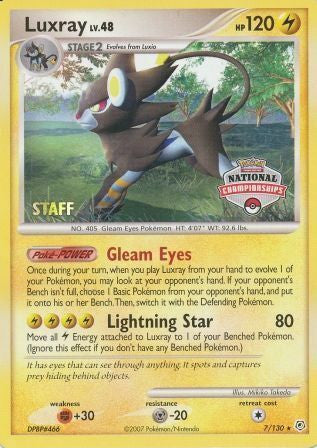 Luxray (7/130) (National Championships) (Staff) [Diamond & Pearl: Base Set] | North Game Den